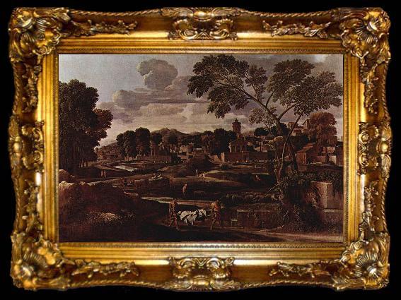 framed  Nicolas Poussin Landschaft mit dem Begrabnis des Phokos, ta009-2